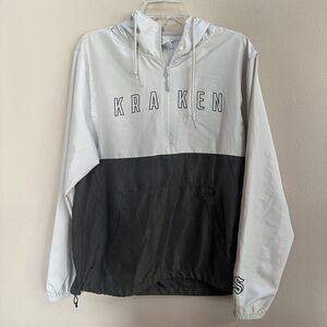Seattle Kraken Men's Pullover Windbreaker MEDIUM 1/2 zip Hooded Hockey Gray
